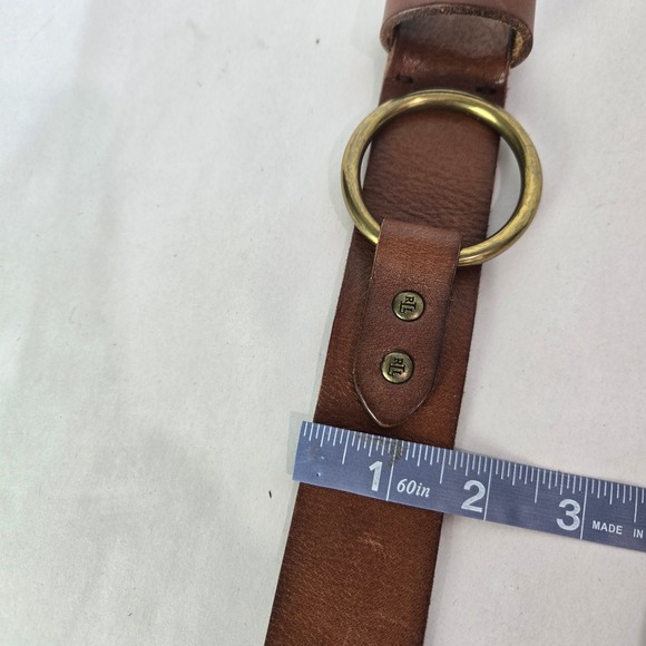 VTG Ralph Lauren Equestrian Saddle Leather Brass O Ring Adjustable Belt #993